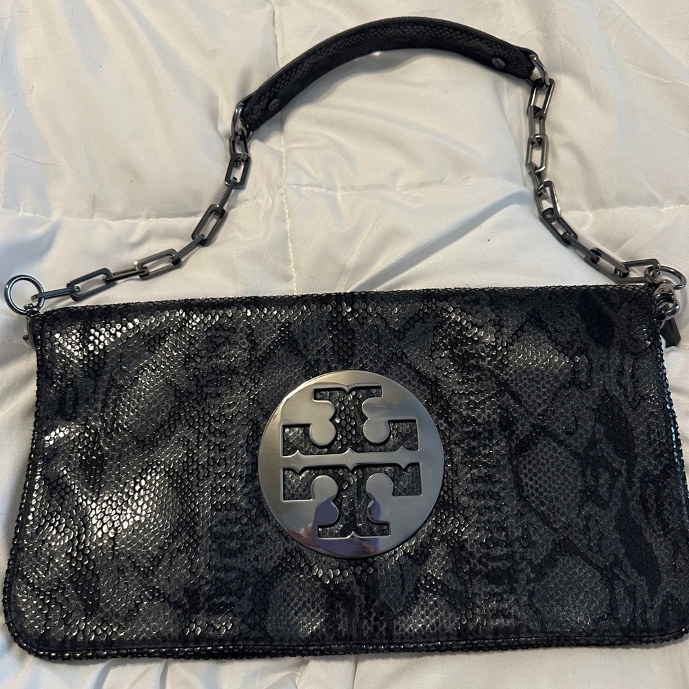 Tory Burch Chain-Linked Snakeskin Purse